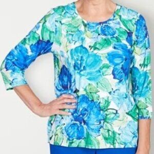 Alfred Dunner Tradewinds Women's Crew Neck 3/4 Sleeve T-Shirt